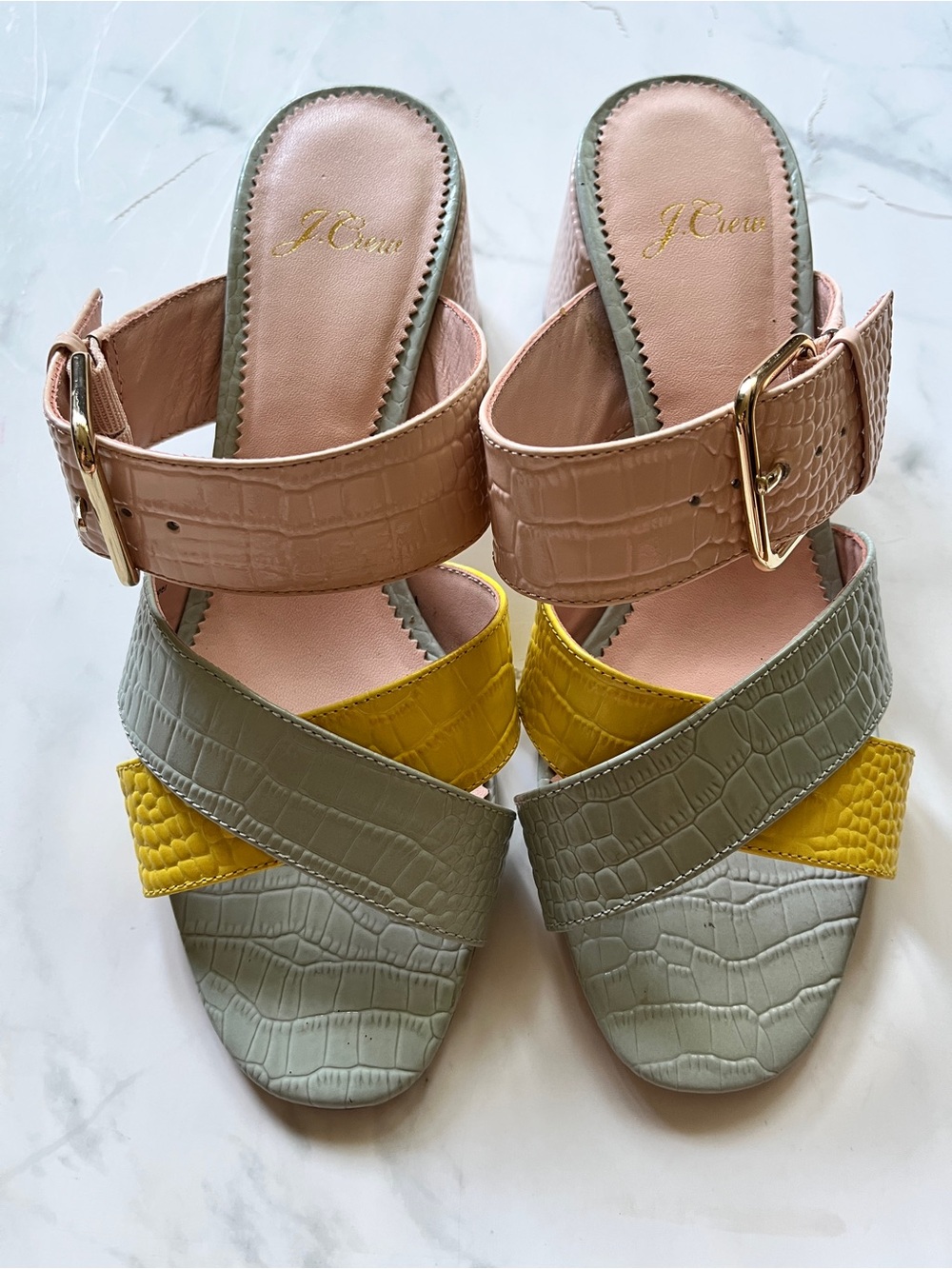 J. Crew Croc-Embossed Slide Mules